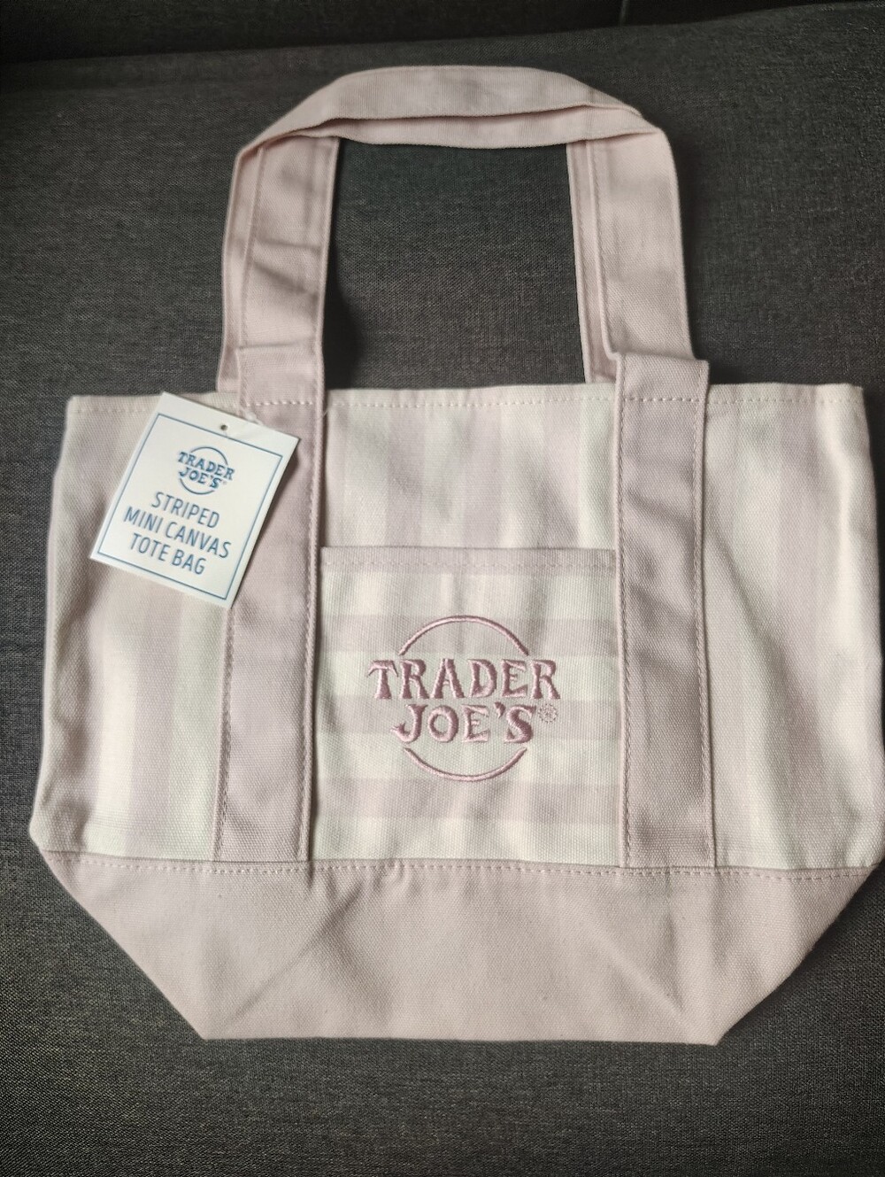 Trader Joe's Mini Striped Tote Bag - Light Pink